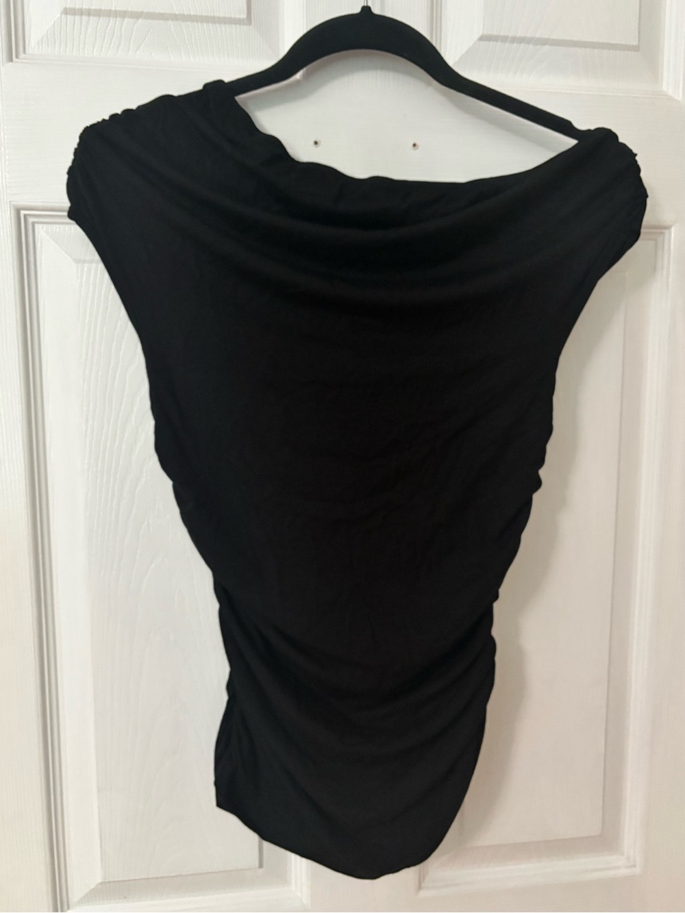 Black Draped Boatneck Top